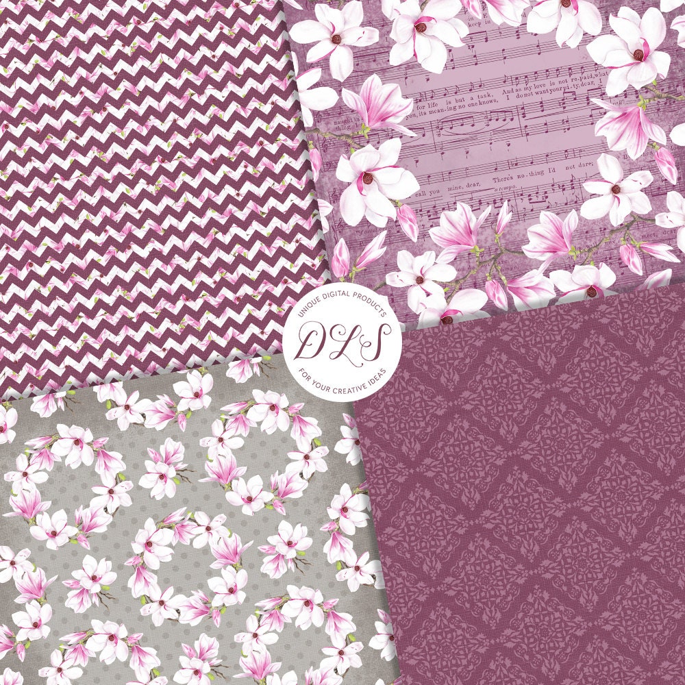 Floral Digital Paper Pack, Flower Digital Paper, Spring Digital Paper ...