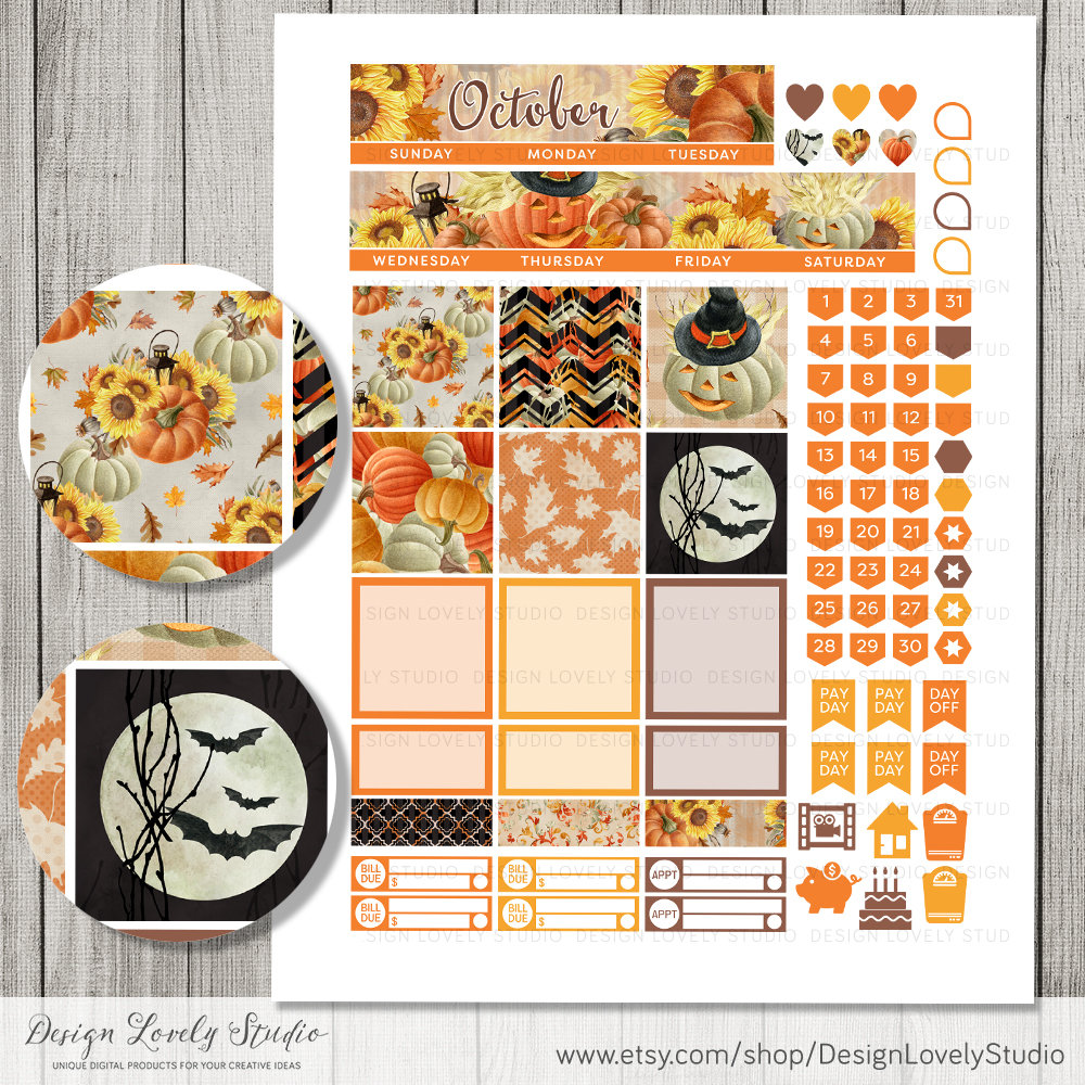 Happy Planner October Monthly Kit, October Monthly Kit Printable ...