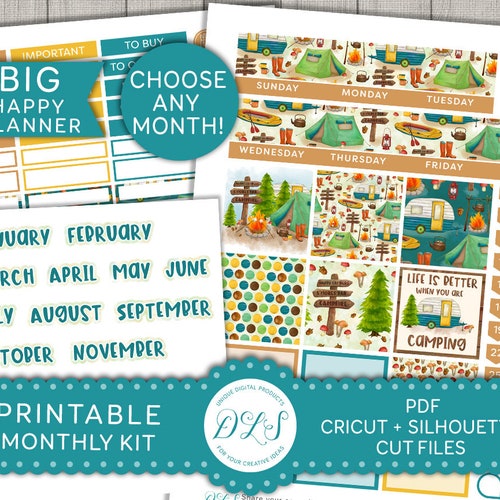 Happy Planner Camping Stickers Camping Planner Printable - Etsy