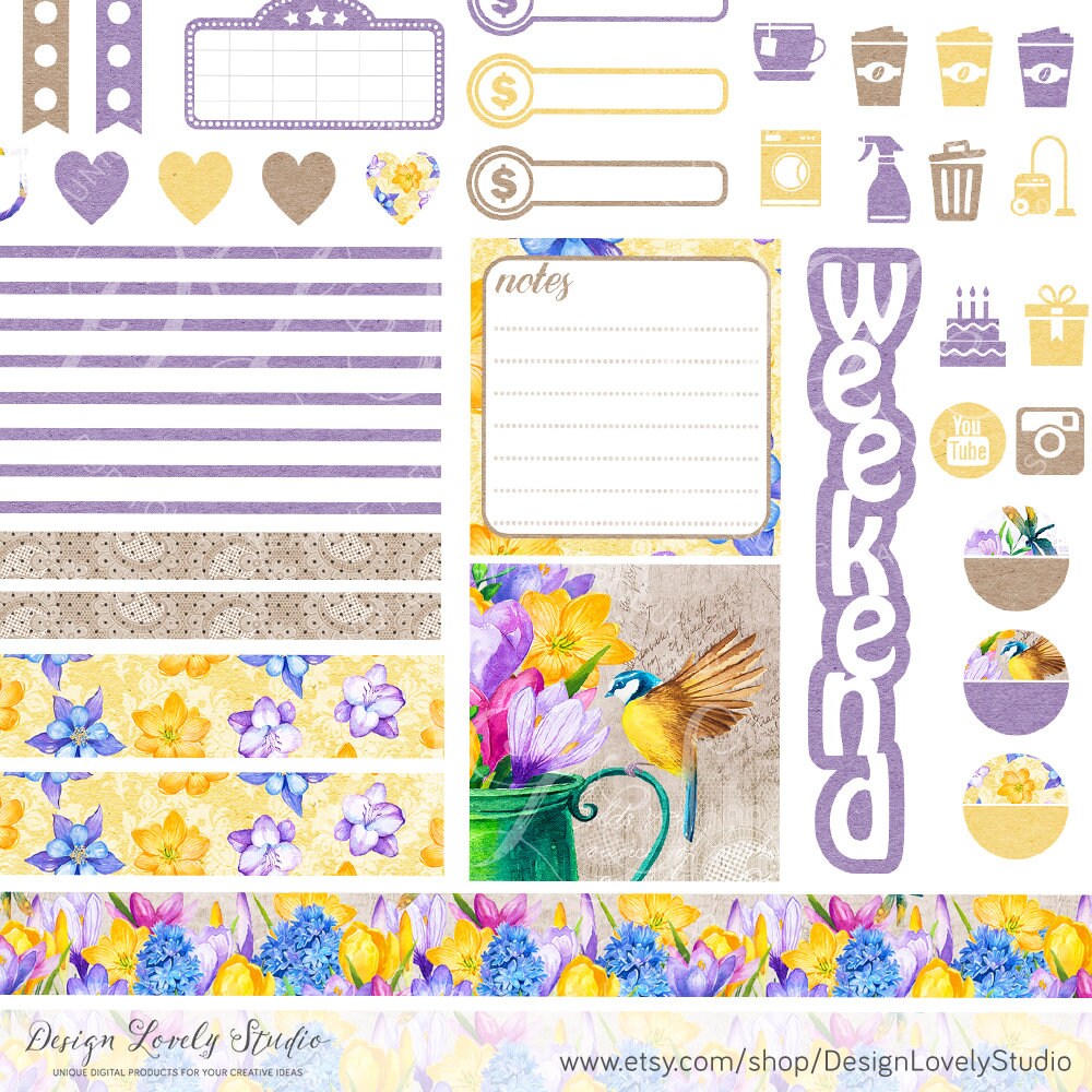 SPRING Planner Kit, Mini Happy Planner Weekly Stickers Kit, Printable ...