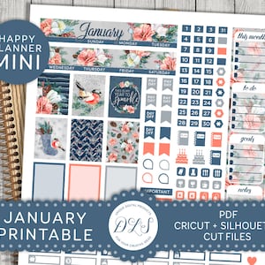 Mini Happy Planner January Monthly Kit, Mini Happy Planner January Stickers, Printable January Planner Stickers, January Planner Kit, MM128