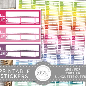 Bill Due Sticker, Bill Due Sticker, Budget Sticker, druckbare Sticker, Erin Condren, Happy Planner, Mambi PDF, FS105