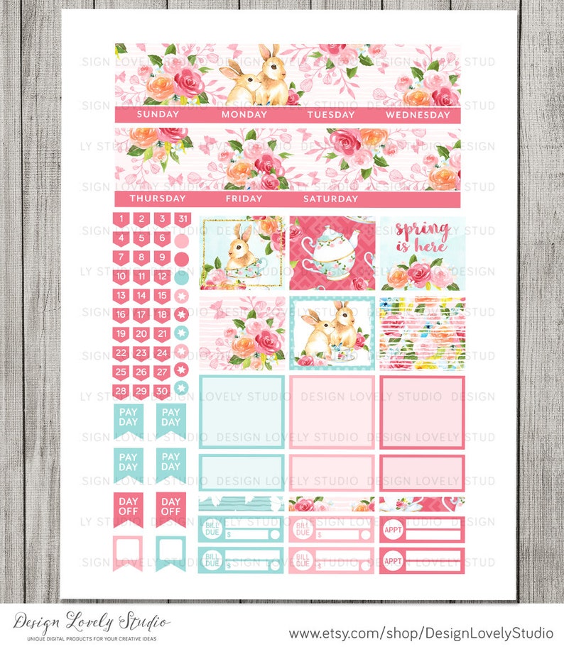 PRINTABLE Monthly Planner Stickers Spring Planner Stickers - Etsy