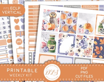 Halloween Planner Stickers, Printable Weekly Planner Kit, Erin Condren Printable Stickers, Autumn Planner Stickers, Cut Files, VS204
