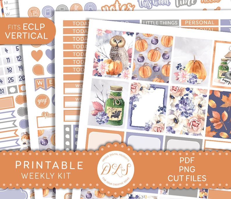 Halloween Planner Stickers Printable Weekly Planner Kit Erin - Etsy