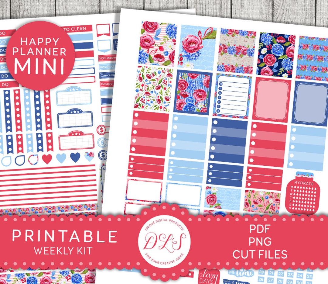 Mini Happy Planner Sticker Kit, 4th of July Weekly Kit, Printable ...