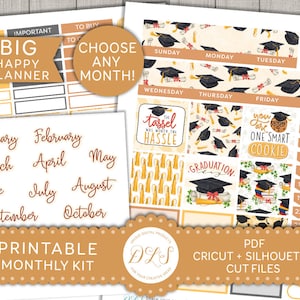 Graduation Planner Stickers Kit, Big Happy Planner Monthly Kit ...