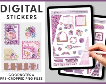 Digital Journaling Stickers, Floral Journaling Stickers, GoodNotes Journaling Kit, Aesthetic Stickers, Precropped PNG Stickers, DJ112