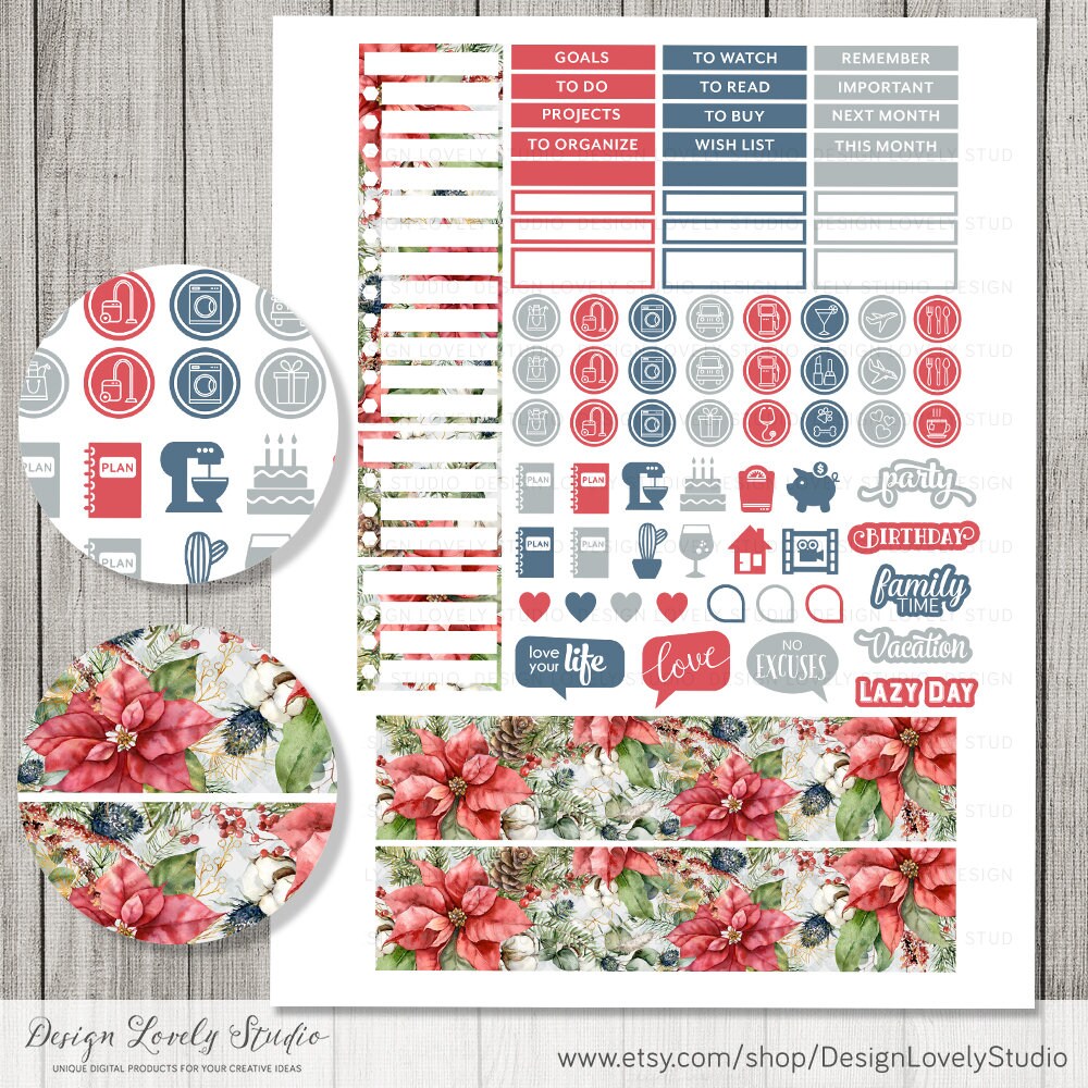 Printable DECEMBER Monthly Kit, Fits Erin Condren Life Planner ...