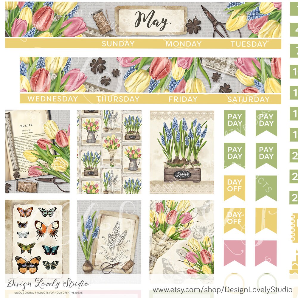 Mini Happy Planner MAY Stickers Kit, Printable May Monthly Kit, Spring ...