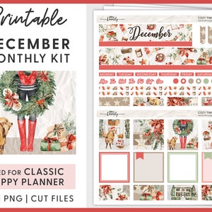December Planner Stickers, Happy Planner Maandelijkse Sticker Kit, Kerst Planner Stickers, Afdrukbare Planner Stickers, Cut Files, HPMV205