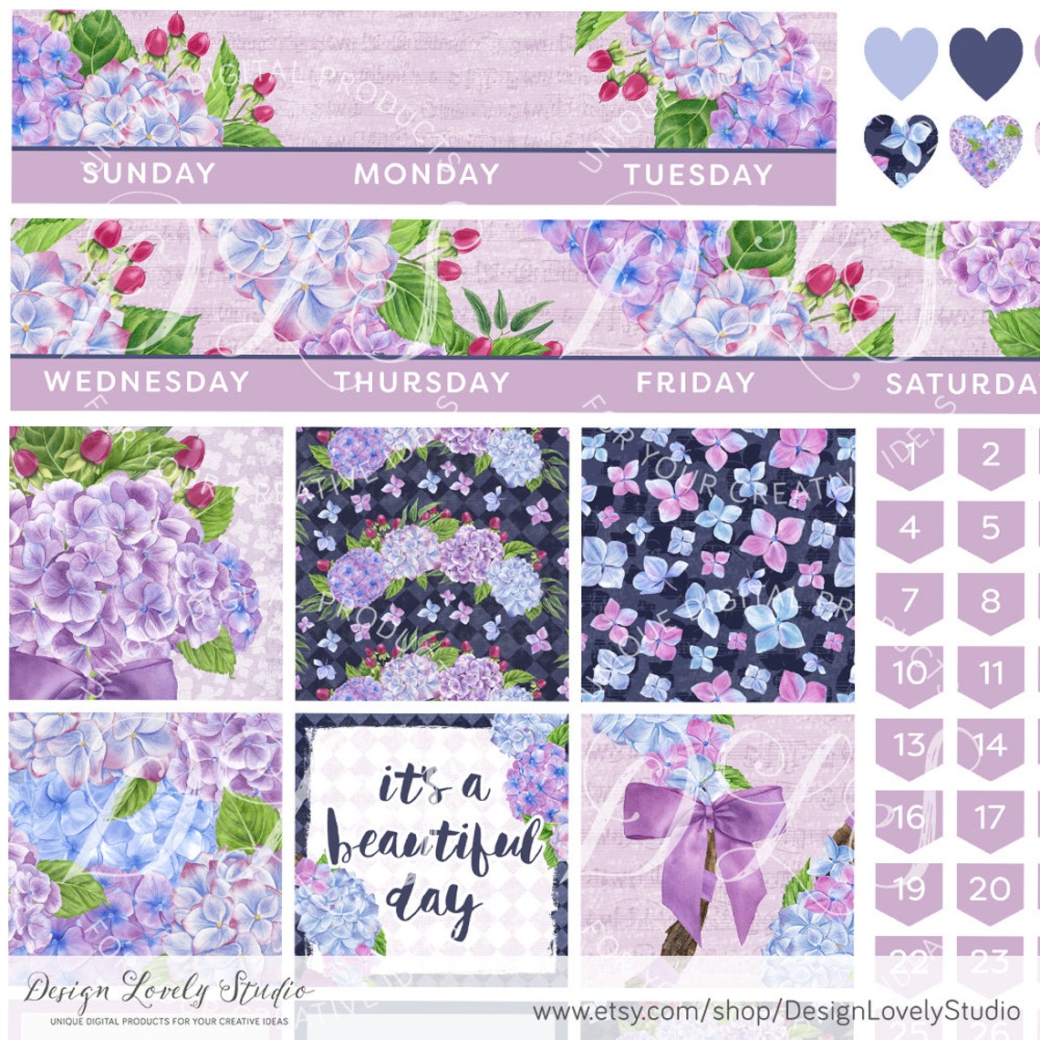 Big Happy Planner Printable Stickers, Floral Planner Stickers Printable ...
