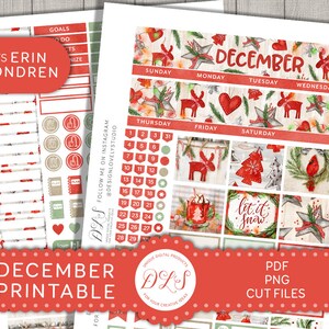 DECEMBER Planner Stickers, Afdrukbare December Maandelijkse Kit, voor Erin Condren Life Planner, Kerst Planner Stickers, ECLP December, MV172