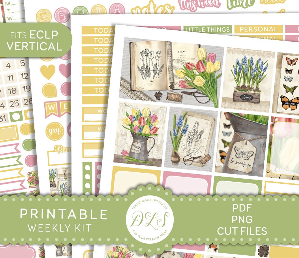 Printable SPRING Planner Stickers Spring Floral Stickers Kit | Etsy