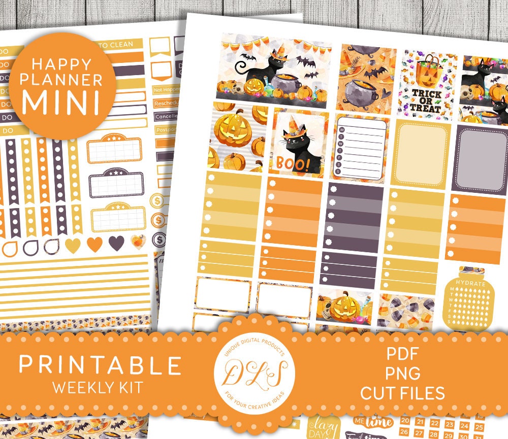 HALLOWEEN Planner Stickers Kit, Mini Happy Planner Weekly Stickers Kit ...