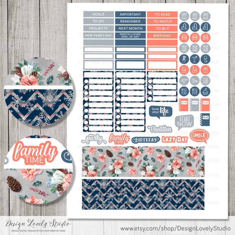 JANUARY Planner Stickers Kit Printable January Monthly Kit - Etsy
