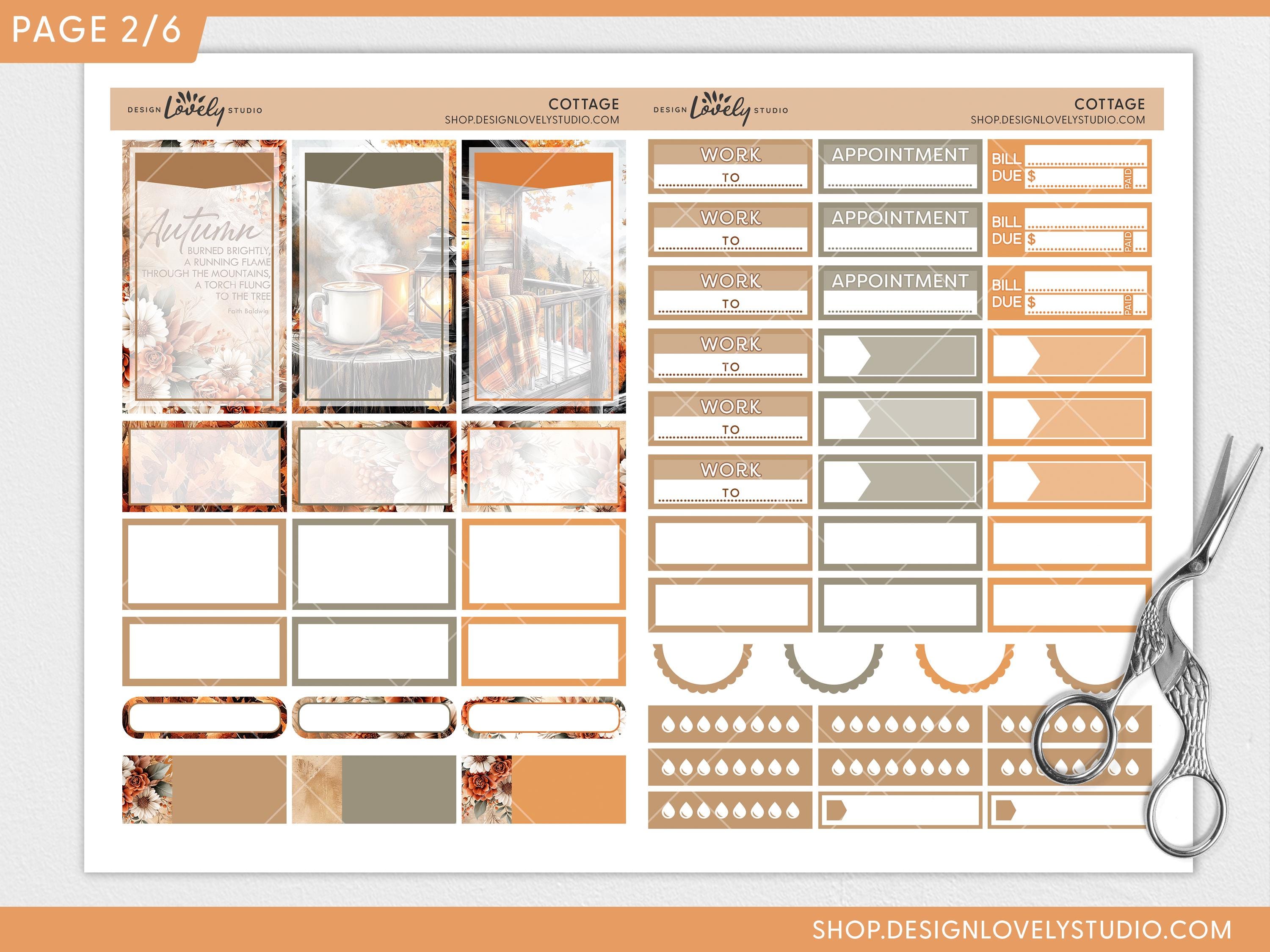 Fall Cottage Printable Planner Stickers | Weekly Sticker Set for Happy ...