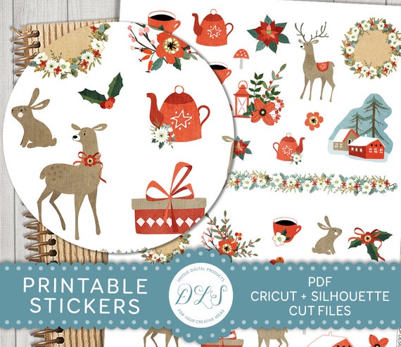 Printable Christmas Planner Stickers, Christmas Scrapbook Stickers