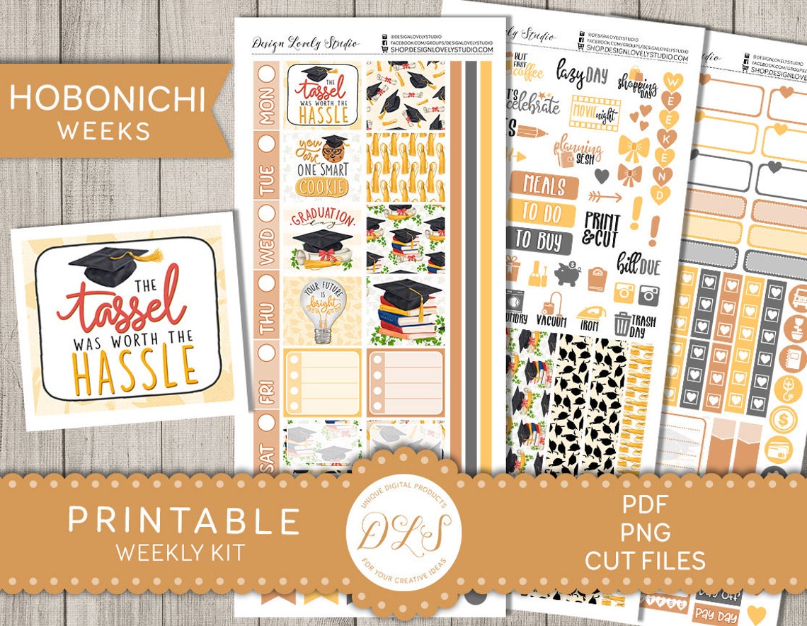 Printable HOBONICHI Weeks Planner Stickers, Graduation Planner Stickers ...