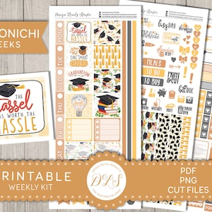 Printable HOBONICHI Weeks Planner Stickers, Graduation Planner Stickers, Hobonichi Weekly Kit, Hobonichi Printable, Cut Files, HO103