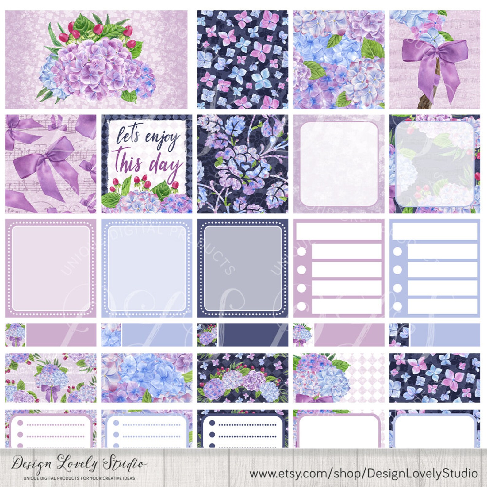 ECLP Horizontal Stickers Printable Floral Planner Stickers | Etsy
