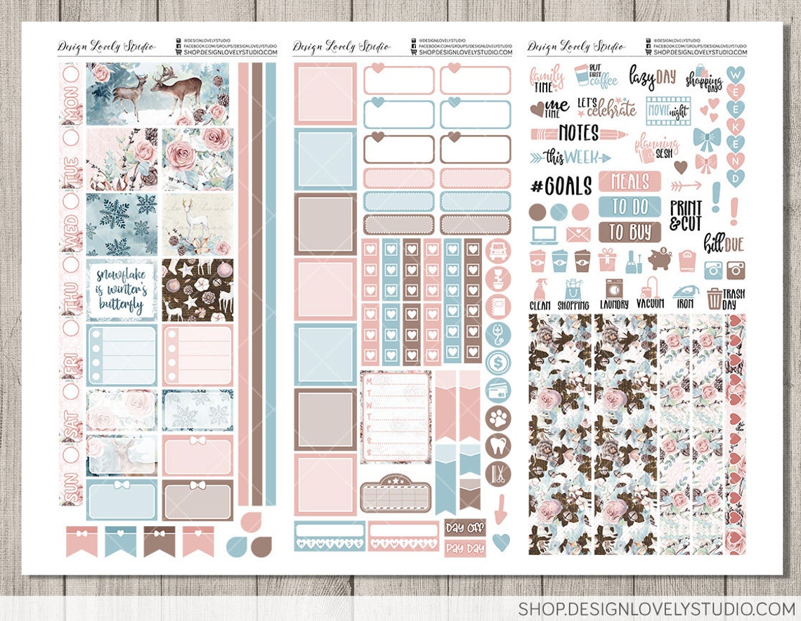 Printable WINTER Planner Stickers, Hobonichi Weeks Printable Stickers ...