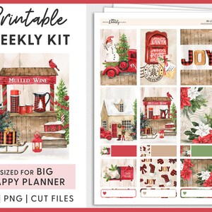 Kerst Planner Stickers, Big Happy Planner Stickers Kit, December Weekly Stickers Kit, Winter Planner Stickers, Cut Files, BW197