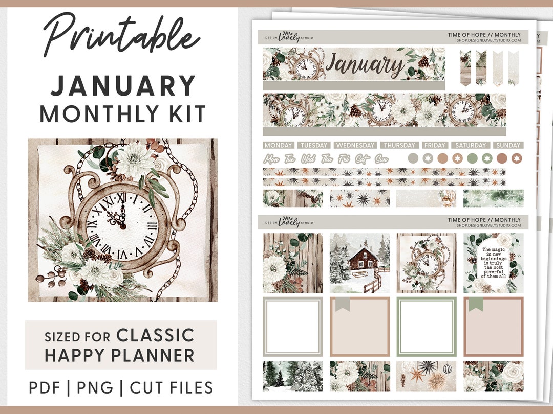 January Planner Stickers, Happy Planner Monthly Sticker Kit, New Year
