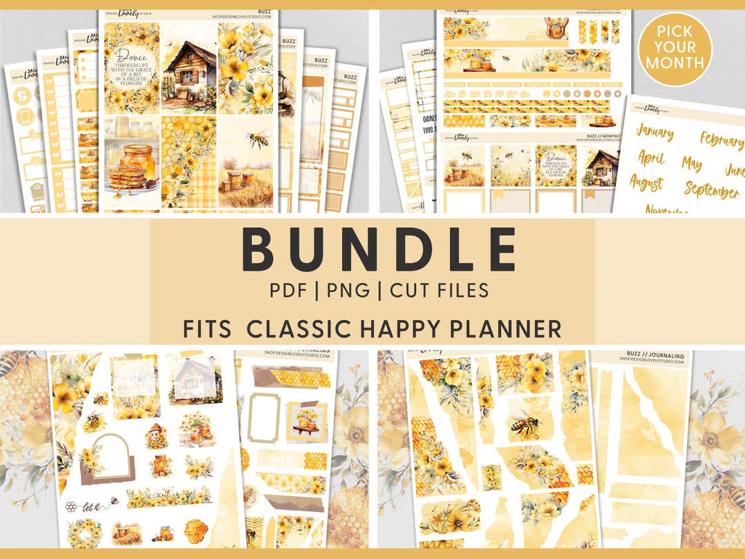 Honey Bee Printable Planner Stickers Bundle, Summer, Floral Stickers ...