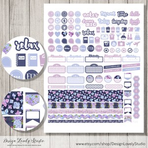 ECLP Horizontal Stickers, Printable Floral Planner Stickers, Weekly ...