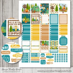 Mini Happy Planner Camping Stickers, Camping Planner Printable, Camper ...