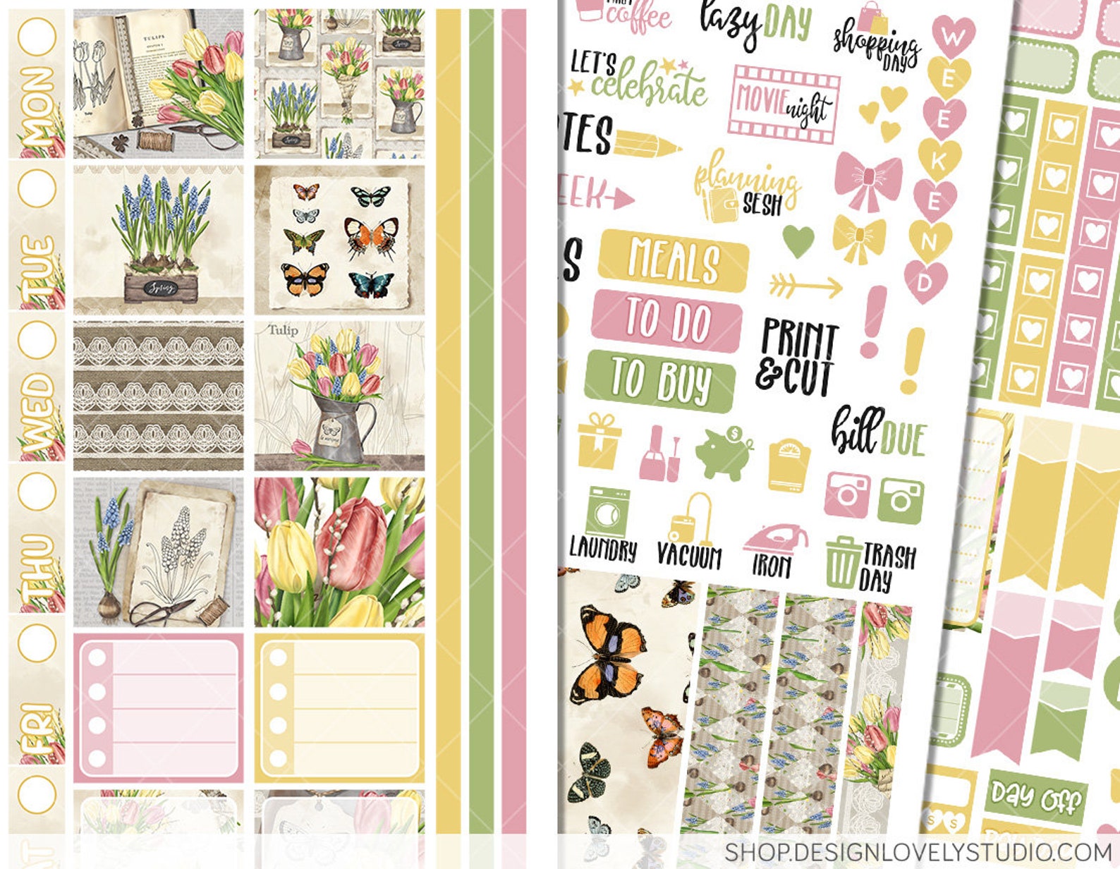 Printable SPRING Planner Stickers Kit, Printable Hobonichi Weeks Kit ...