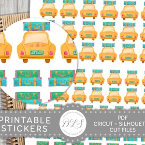 Printable Road Trip Planner Stickers, Travel Planner Stickers, Trip Planner Stickers, Vacation Planner Stickers, Cut Files, Cricut, DS123