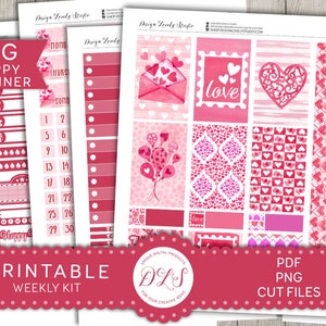 Big Happy Planner Valentine's Day Stickers Kit, Printable Valentines ...