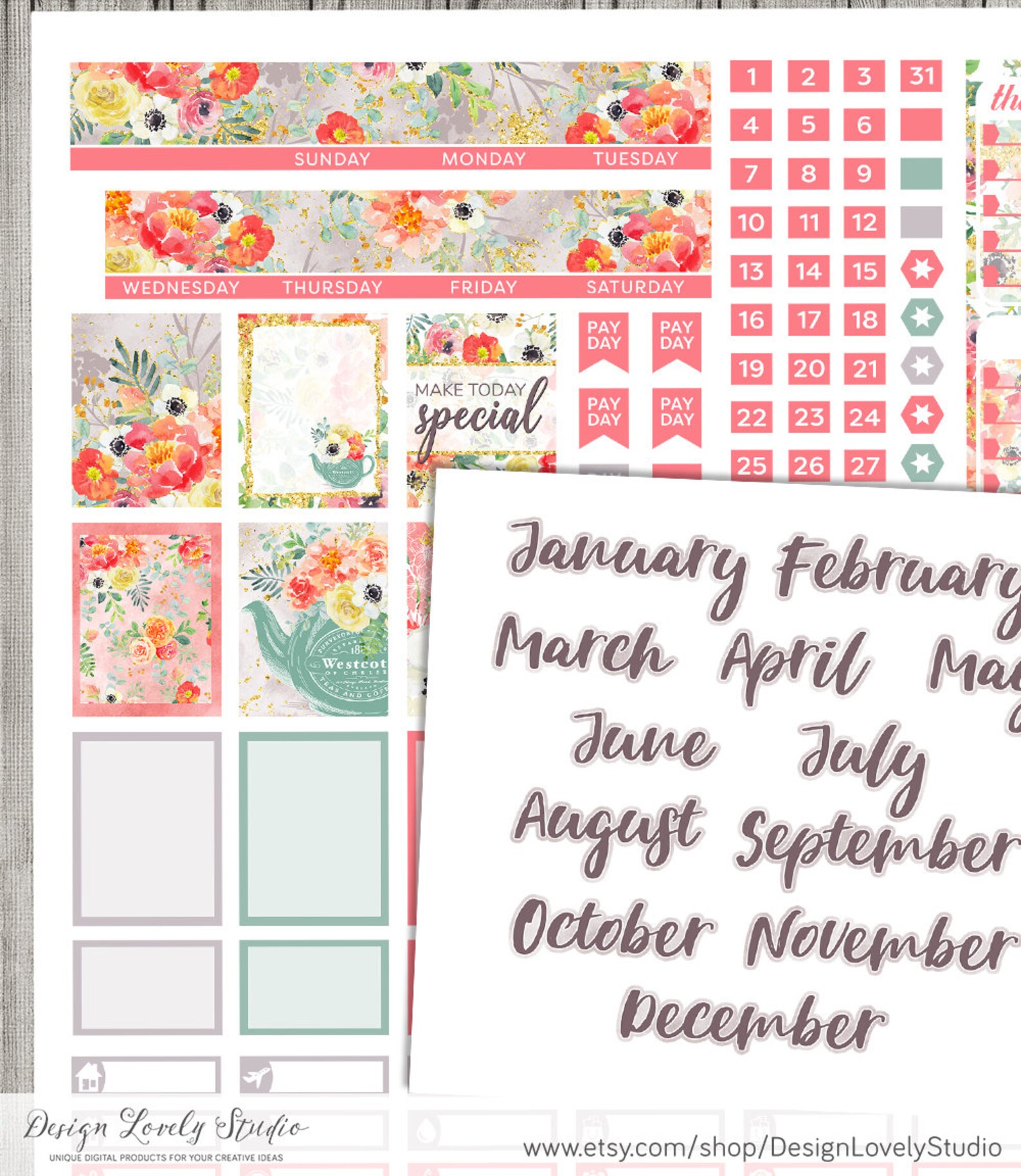 PRINTABLE Mini Happy Planner Stickers Floral Planner - Etsy