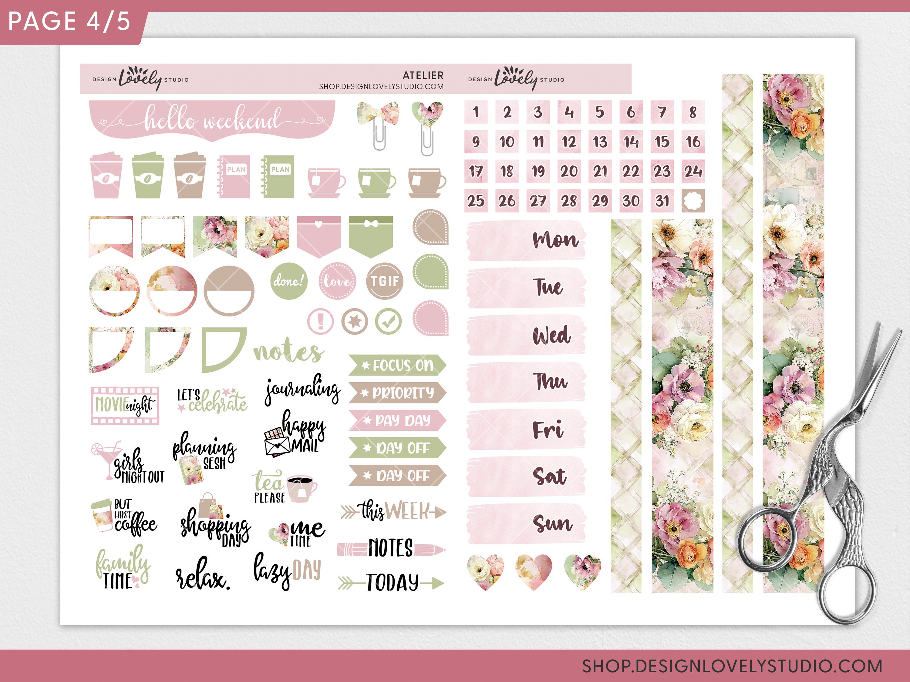 Spring Atelier Printable Planner Stickers, Weekly Planner Stickers Kit ...