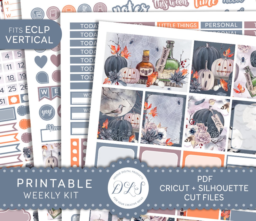 Printable Halloween Planner Stickers, Fall Planner Stickers Kit ...