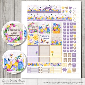 Printable APRIL Planner Stickers Kit, Happy Planner APRIL Monthly ...