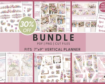 Printable Flower Market Planner Stickers Bundle, Spring Weekly Sticker Kit, Monthly Stickers, Journaling, Tulips, Erin Condren, BV133