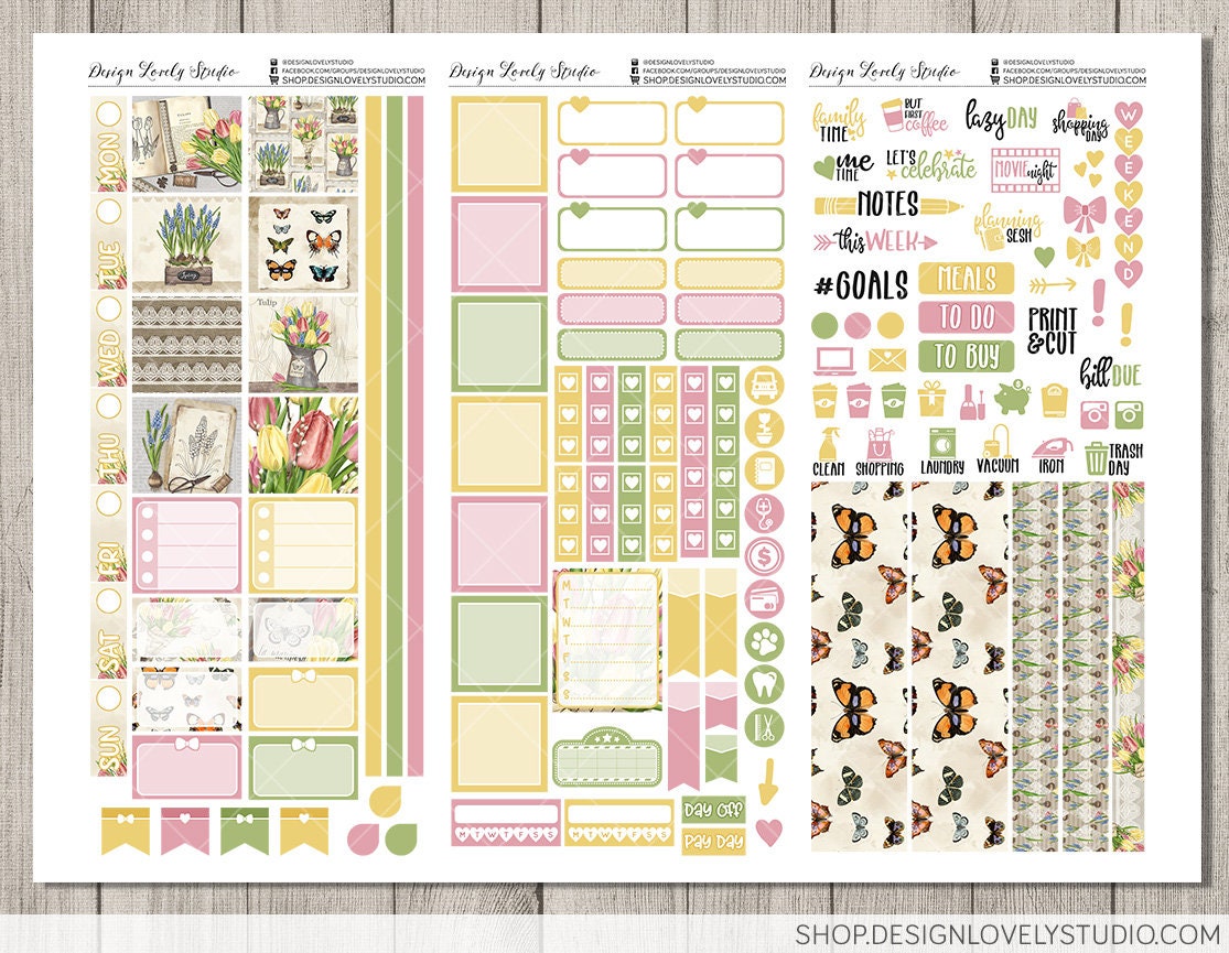 Printable SPRING Planner Stickers Kit, Printable Hobonichi Weeks Kit ...