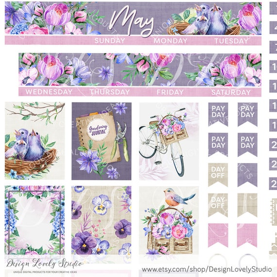 Free Printable Floral Planner Stickers - Weekly Kit - Lovely Planner