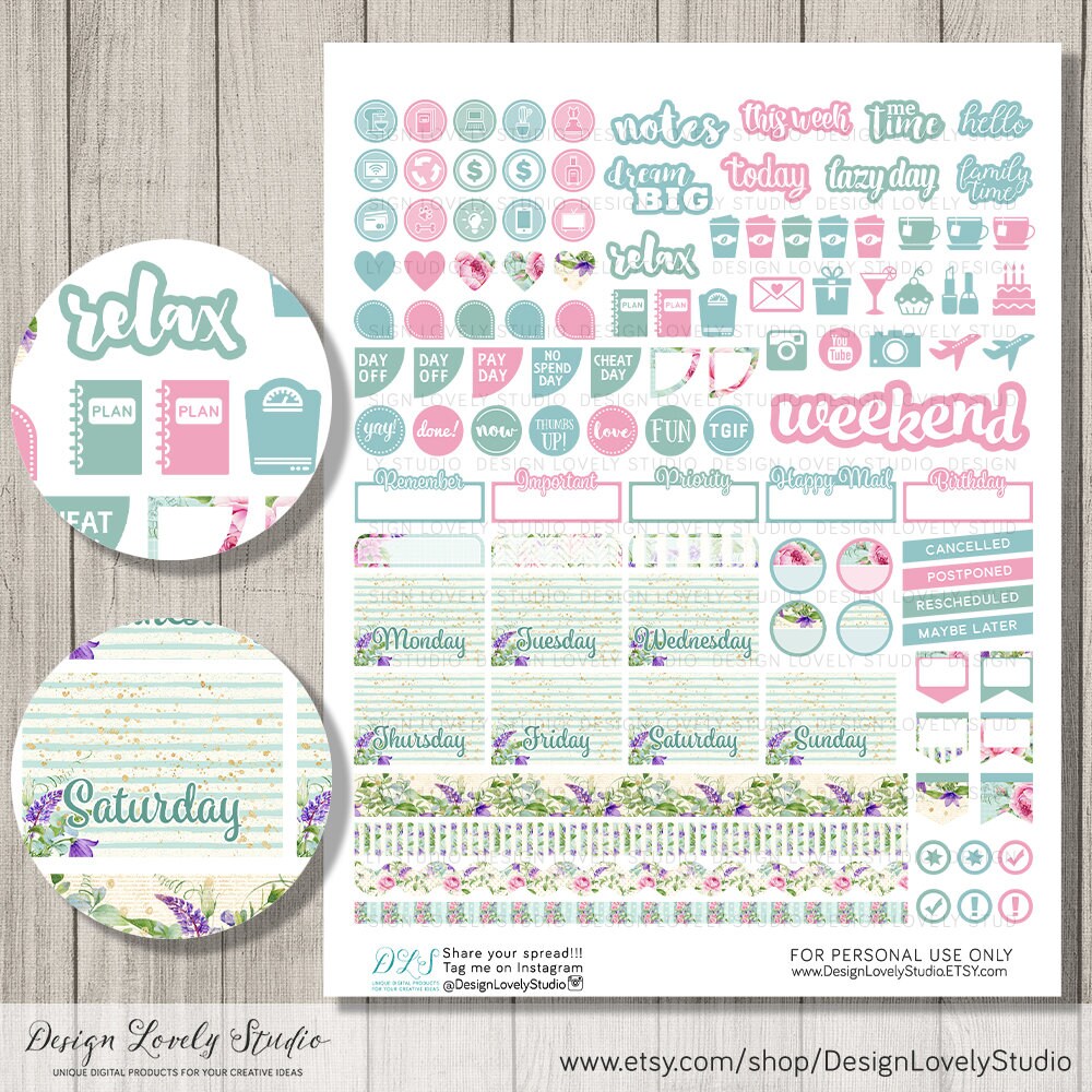 Printable Happy Planner Weekly Kit Spring Planner Printables | Etsy