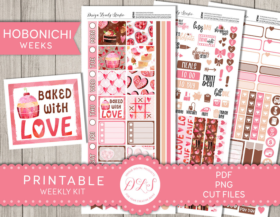 Printable VALENTINE'S DAY Planner Stickers, Hobonichi Weeks Printable ...