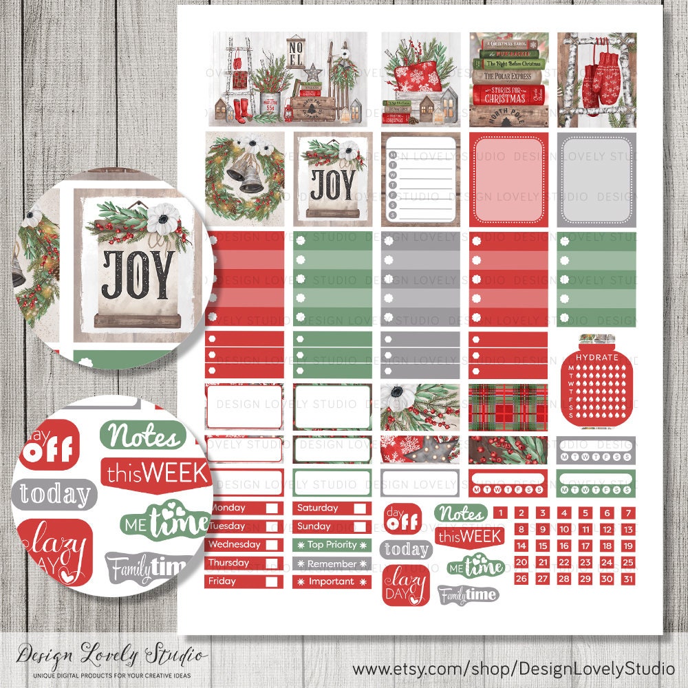 Mini Happy Planner Christmas Stickers Kit Printable Christmas Etsy