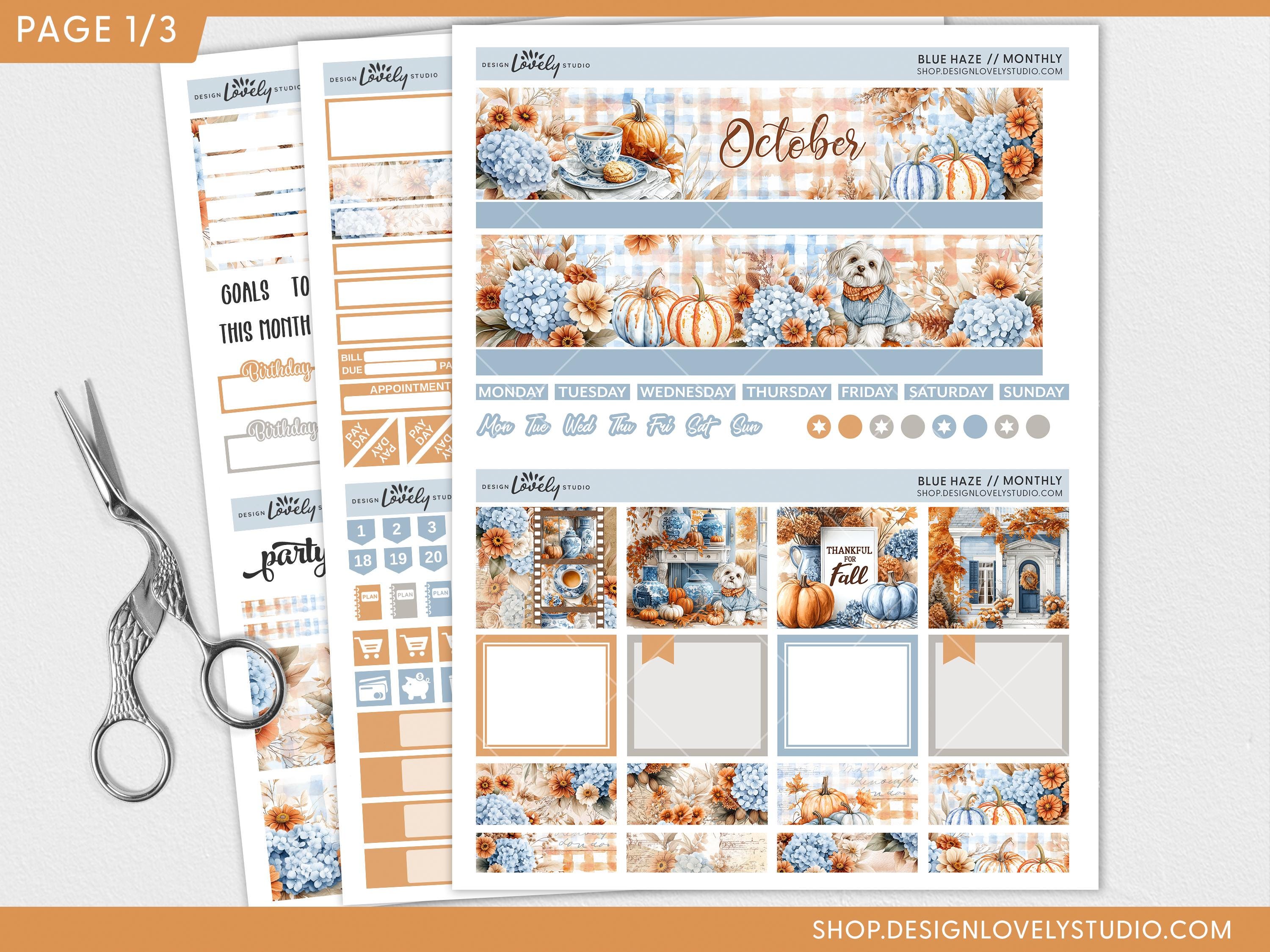 Cozy Fall October Monthly Planner Kit, Printable Stickers for Erin ...