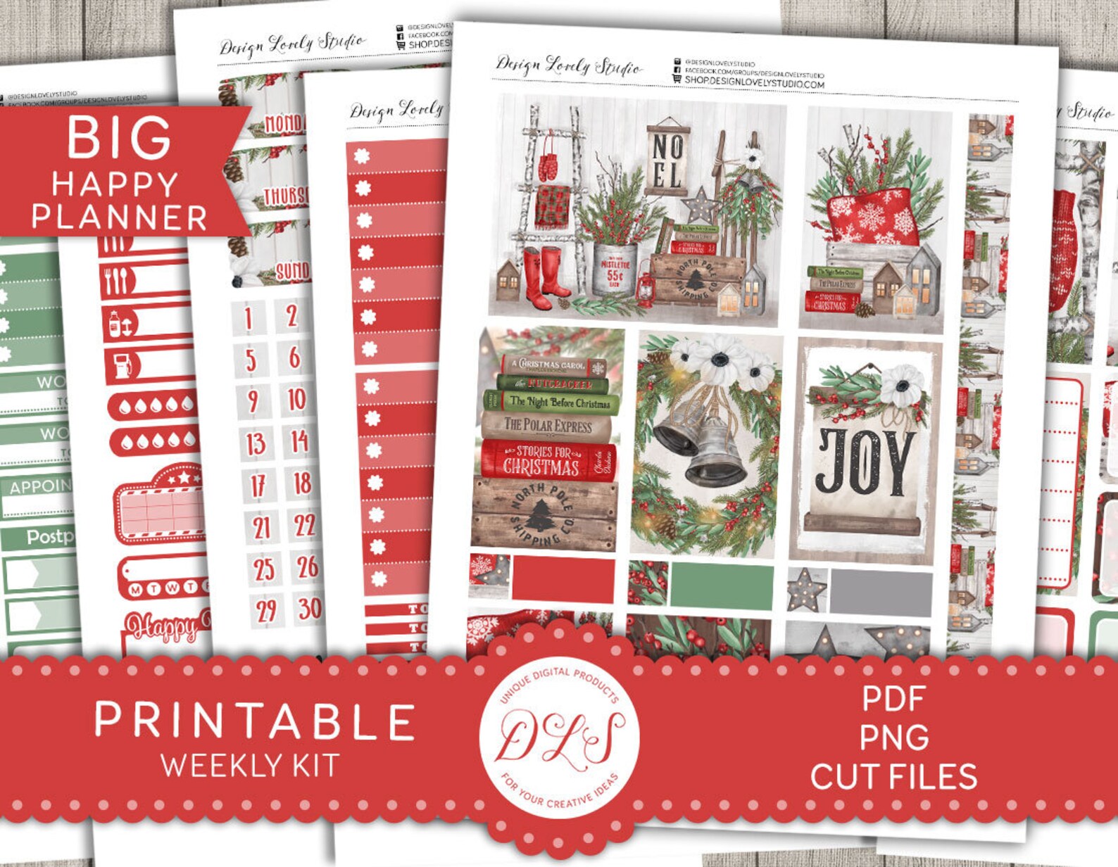 Big Happy Planner Christmas Stickers Kit Printable Christmas - Etsy