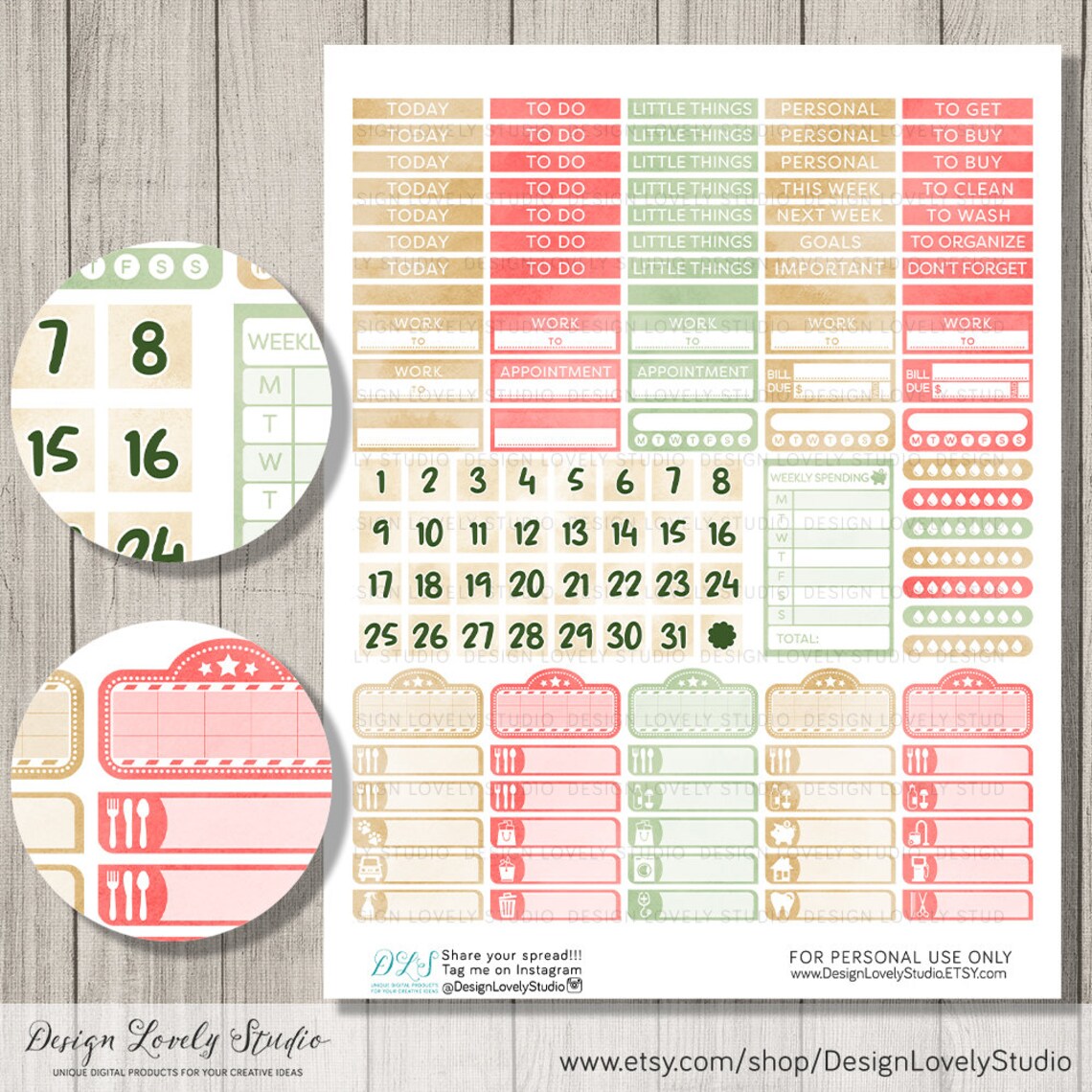 Printable Weekly Stickers Kit, Happy Planner Printable Stickers, Beach ...