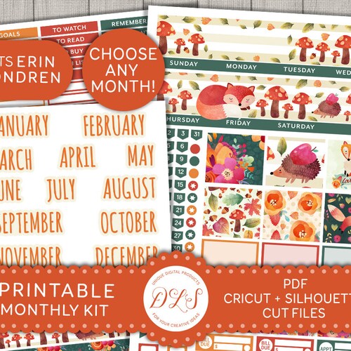 PRINTABLE CACTUS Monthly Planner Stickers for Erin Condren - Etsy