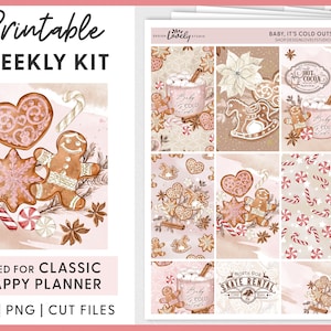 Happy Planner afdrukbare stickers, Winter Planner Stickers, Kerst Planner Stickers, Wekelijkse Sticker Kit, December Weekly Kit, HP222