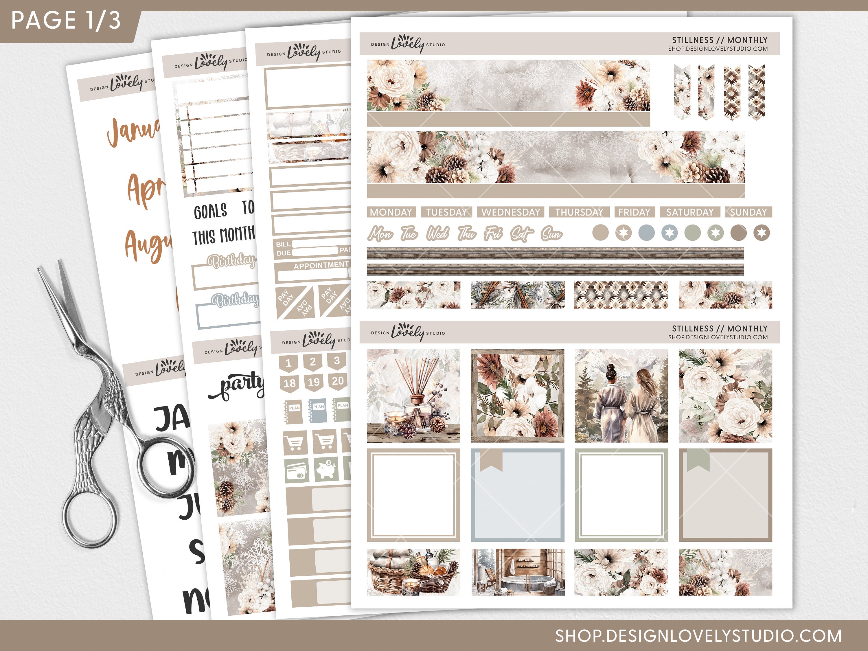 Printable Happy Planner Monthly Stickers, Winter Monthly Sticker Kit ...